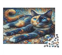 Art Abstrait de Chat Puzzle Classique 1000 Pièces Adolescents & Adultes, Carton Recy coration Intérieure, Art Mural, Cadeau Boxing Day, Défi Mental 52x38cm/1000pcs