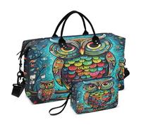Art Abstrait des Hiboux Sac de Sport de Natation avec Sac de Rangement Maquillagede pour Voyage Femmes Filles