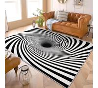 Art Abstrait du Trou Noir Tapis Antidérapant en Flanelle 200x300 cm Illusions D'Optique Tapis Utiliser TPR Fond Antidérapant Facile à Entretenir Lavable en Machine Décoration d'intérieur