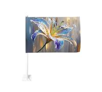 Art abstrait Fleur Lilly Drapeau de voiture Extérieur Fenêtre Clip 30 x 45 cm Double Face Décoration de voiture
