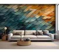 Art Abstrait Géométrique Coloré Et Créatif Papier Peint 3D Installation Facile Intissé Tapisserie Bureau Salon Canapé Chambre Décoration Murale-350cm×256cm