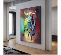 Art abstrait Graffiti taureau toile peinture mur Art animal photo pour salon décoration affiche et impressions 50x70cm sans cadre