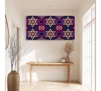 Art Abstrait Impression sur Toile avec Cadre - Tableau Décoration Murale Cosmos Et Étoiles Géométriques Modernes pour Salon, Chambre, Cuisine et Bureau, Affiche Durable et Moderne 100 x 75 cm