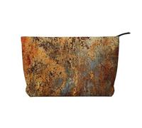 Art Abstrait Moderne, éclaboussures d'encre, Feuille d'or, Rouille,Trousse de Toilette en Velours côtelé, Trousse de Maquillage Portable pour Les Voyages