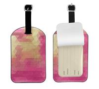 Art abstrait moderne géométrique en losange,Étiquettes à bagages en cuir PU, étiquette nominative de voyage résistante, lot de 2