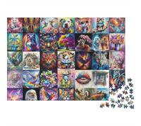 Art Abstrait Mosaïque Puzzle 1000 Pièces Jeu de Puzzle 1000 Pièces Motif Coloré Relaxation Décoration Maison 70x50cm/1000pcs