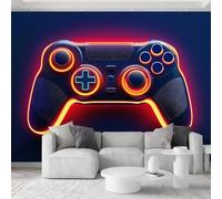 Art Abstrait Papier Peint Panoramique 200L x 140H cm, Sci-Fi Gaming Manette de Jeu Papier Peint Intissé Mural Art - Bleu Nuit Poster Photo Fresque Mural Décoratif pour Salle à Manger Salon Chambre