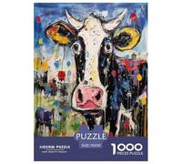 Art Abstrait représentant des Vaches pour Adultes Puzzles 1000 Pièces Animal Décoration Jeu De Défi Familial Jeux Éducatifs Cadeaux d'anniversaire pour Noël Tueur Ennuyeux 70x50cm/1000pcs
