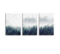 Art abstrait sans cadre inspiré de la forêt sur toile 3 pièces pour décoration d'intérieur résidentielle et commerciale