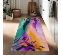 Art Abstrait Tapis Couloir Long 60 x 150 cm, Absorbant Antidérapant Entree Interieur Coureur Tapis de Passage Rayures Colorées Fleurs Sauvages Feuilles pour salle de bain entrée chambre à coucher