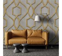 Art Abstrait Tridimensionnel Doré Géométrique Créatif Papier Peint 3D Installation Facile Intissé Tapisserie Bureau Salon Canapé Chambre Décoration Murale-400cm×280cm