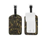 Art Abstrait Vert Armée Etiquettes à Bagages de Valises Etiquette Nom Adresse ID en Cuir Tags pour Le Voyage(2pcs)