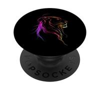 Art Abstrait Vibrant tête de Lion PopSockets PopGrip Adhésif