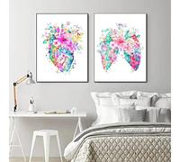 Art Affiches 2pcs 60x80cm sans Cadre Anatomie Art Médical Fleur Organe Cardio Poumon Affiche Impression Éducation Moderne Image Hôpital Décoration