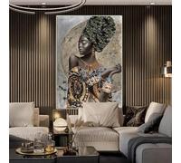 Art africain moderne femme noire peintures sur toile affiches décoratives murales et impressions photos pour salon décoration de la maison 70x100 cm (28x39 pouces) avec cadre