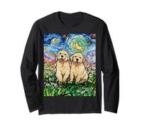 Art Aja, mignon chiot Golden Retriever, nuit étoilée, amoureux des chiens Manche Longue