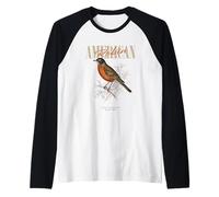 Art américain Vintage Robin Bird Observation de la Nature Manche Raglan