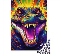 Art Animal Crocodile Puzzle 1000 Pieces Cadeau Unique Jeu Éducatif Challenge Toy À De Qualité Supérieure Peinture Art pour Adultes Et Enfants À Partir De 14 Ans 1000pcs (38x26cm)
