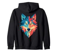 Art animal géométrique arc-en-ciel loup esprit Sweat à Capuche