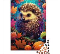 Art Animal Hedgehog Puzzle 1000 Pieces Cadeau Unique Jeu Éducatif Challenge Toy À De Qualité Supérieure Peinture Art pour Adultes Et Enfants 1000pcs (75x50cm)