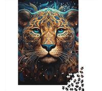 Art Animal Leopard Puzzle 1000 Pièces Cadeau Unique Jeu Éducatif Challenge Toy À De Qualité Supérieure Peinture Art pour Adultes Enfants 1000pcs (38x26cm)