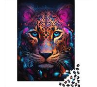 Art Animal Leopard Puzzle 1000 Pieces Cadeau Unique Jeu Éducatif Défi Jouet À De Qualité Supérieure Peinture Art pour Adultes Enfants 1000pcs (75x50cm)
