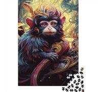 Art Animal Monkey Puzzles 1000 Pièces Cadeau Unique Jeu Éducatif Challenge Toy À De Qualité Supérieure Peinture Art pour Adultes Et Enfants À Partir De 12 Ans 1000pcs (38x26cm)