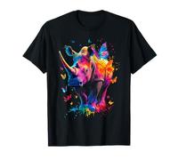 Art animal Rhino Papillons T-Shirt