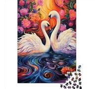 Art Animal Swan Puzzle 1000 Pièces Cadeau Unique Jeu Éducatif Challenge Toy À De Qualité Supérieure Peinture Art pour Adultes Enfants 1000pcs (75x50cm)