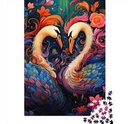 Art Animal Swan Puzzles 1000 Pièces Cadeau Unique Jeu Éducatif Challenge Toy À De Qualité Supérieure Peinture Art pour Adultes Enfants 1000pcs (75x50cm)