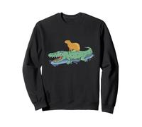 Art Animalier Amusant sur la Faune et l'amitié avec Les Crocodiles Capybara Sweatshirt