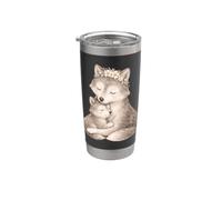 Art aquarelle mère loup et petit câlin Gobelet isotherme en acier inoxydable double paroi