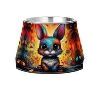Art Aquarelle Mignon Lapin Cool Gamelles AntidéRapantes pour Chiens,Empilables en Acier Inoxydable pour Chiots