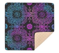Art Arabesque Mandala Boho Ethnique Bohème Grand tapis de jeu élégant pour l'intérieur et l'extérieur Tapis de jeu léger pour bébé enfant 127 x 127 cm