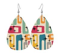 Art Atomique Moderne Du Milieu Du Xxe Siècle Boucle D'Oreille Double Face Boucles D'Oreilles En Cuir Légères Pendantes D'Oreille Pour Décorations Femme
