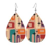 Art Atomique Moderne Du Milieu Du Xxe Siècle Boucles D'Oreilles En Cuir Légères Boucle D'Oreille Double Face Pendantes D'Oreille Pour Quotidien Femme