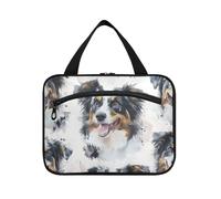 Art Australian Shepherd Dogs White Hanging Large Capacity Travel Cosmetic Bag with Hook Designer Fashion Bags for Travel Essentials Women Camping estuche de maquillaje para Mujer, Art Berger