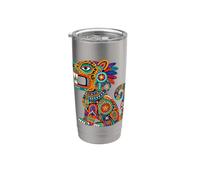 Art autochtone jaguar mexicain aztèque civilisation ancienne Gobelet isotherme en acier inoxydable double paroi