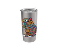 Art autochtone jaguar mexicain aztèque civilisation ancienne Gobelet isotherme en acier inoxydable double paroi