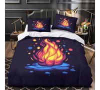 Art Autour du feu de Camp Impression 3D 3 pièces Housse de lit Housse de Courtepointe Microfibre hypoallergénique Respirant pour Enfants Femmes Adultes King（220x240cm）
