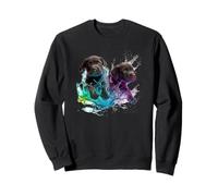 Art aux Yeux Bleus avec éclaboussures d'eau au néon pour Chiots Chocolate Lab Sweatshirt
