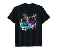 Art aux Yeux Bleus avec éclaboussures d'eau au néon pour Chiots Chocolate Lab T-Shirt