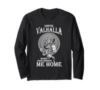 Art avec Citation Viking Until Valhalla Mjolnir Norse Odin Manche Longue