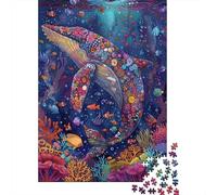 Art Baleine océan 1000 Pièce Carton Robuste Jeu De Puzzle Couple Partenaires Formation De Concentration Idée Cadeau 38x26cm/1000pcs