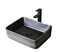 Art Basin Vasque rectangulaire à poser sur le plan de travail - Lavabo ovale pour la maison de salle de bain avec accessoires