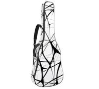 Art Black Lines Spider Silk Sac pour guitare acoustique avec bandoulière réglable et crochet arrière, convient pour guitares électriques, basses, guitares classiques, ukulélé 106,7 cm, Art Black Lines