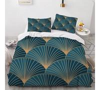 Art Bleu Housse de Couette 240x260 Adulte 3D Motif Abstrait Parure de Lit 2 Personnes en Doux Microfibre Linge de Lit 3 Pièces avec Fermeture Éclai et 2 Taie d'oreiller 50x75