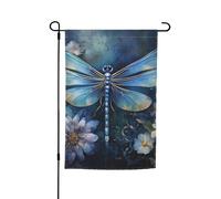 Art Blue Libellule Print Drapeau de jardin polyvalent et élégant pour toutes les saisons, décoration de terrasse en plein air, porches et jardins