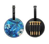Art Blue Libellule support de tee de golf en cuir PU pour 5 tees