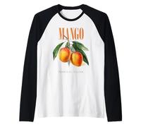 Art botanique de Fruits biologiques de saveur Tropicale de Mangue Vintage Manche Raglan